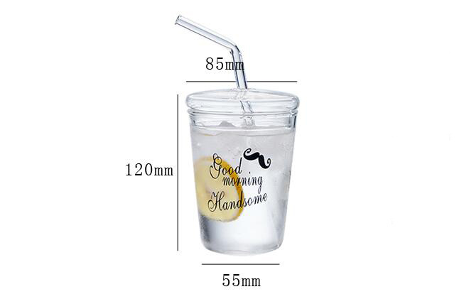 Glass Straw Cup Straw Drink Cup Snack Straw Cup Christmas Glass Coffee Cup