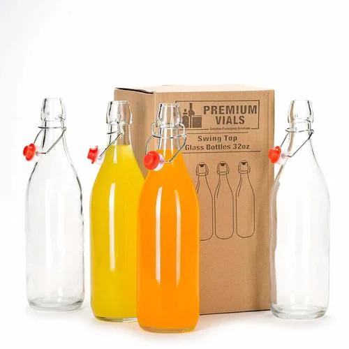 1000ml Glass Beverage Bottles for Package Beverage with Swing Top Cap