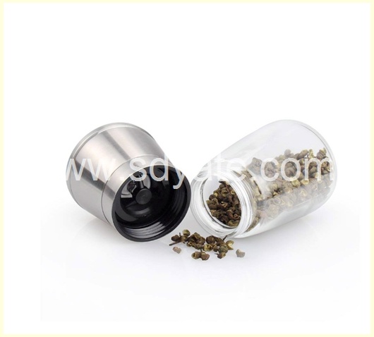 180ml Glass Spice Bottles with Stainless Steel Grinder Lid