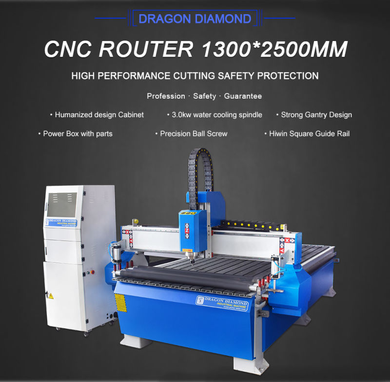 Woodworking Router 1300*2500mm Machinery CNC Router with Compression Roller