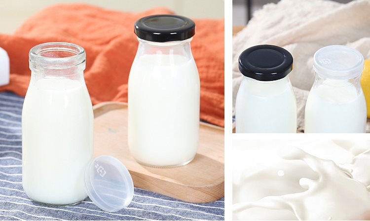 Clear Bottle Milk Yogurt Packaging Glass Bottle Glass Jars with Lid