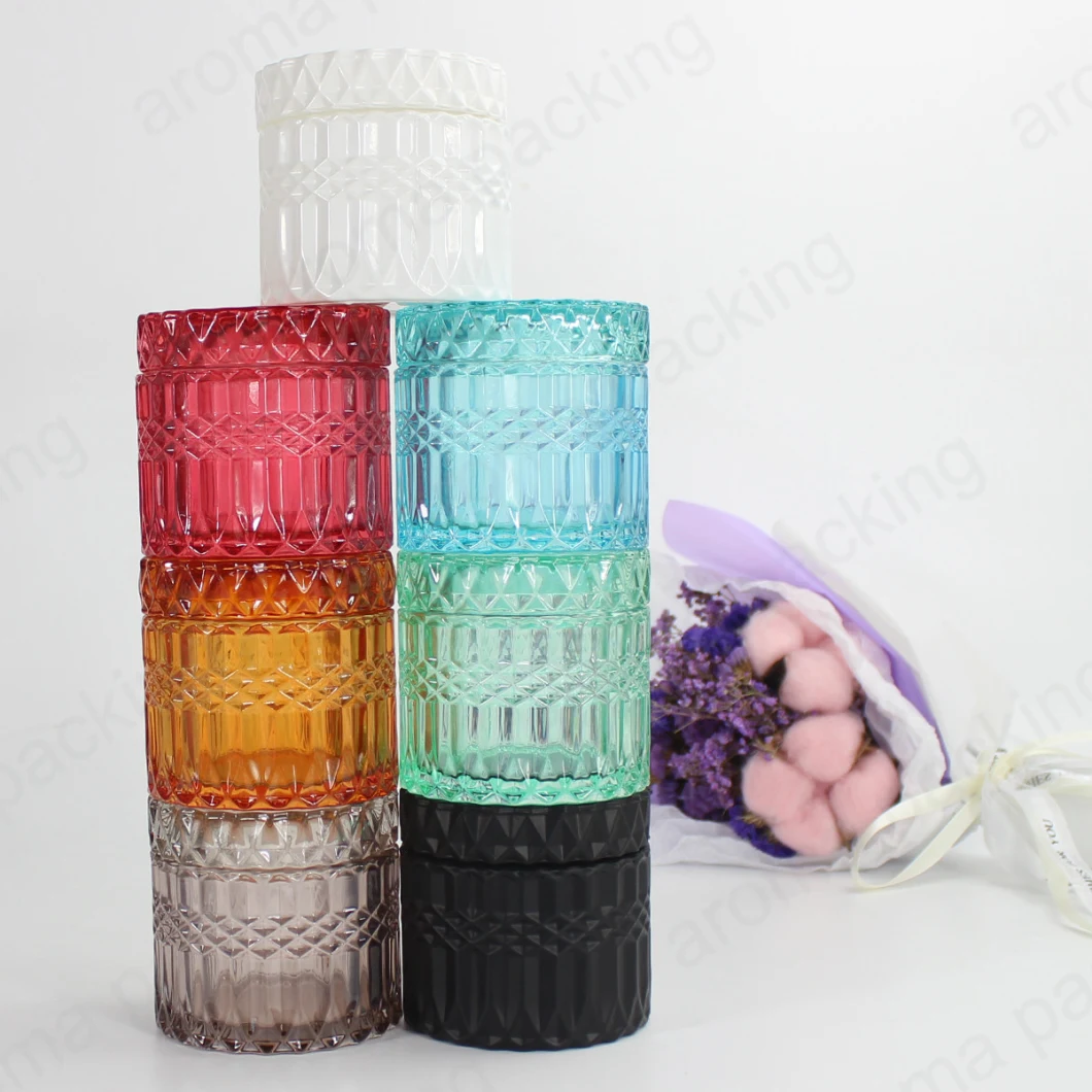 Hot Sale Round Shape Candle Glass Jar with Glass Lid Candy Jar Candle Holder