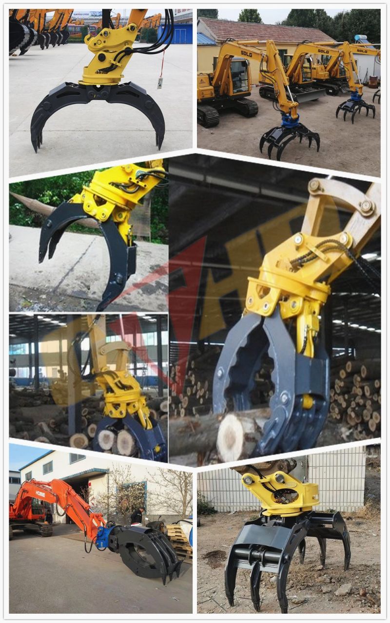 Double Cylinder Hydraulic Rotating Wood Grabber Wood Grapple for 30tons Excavator