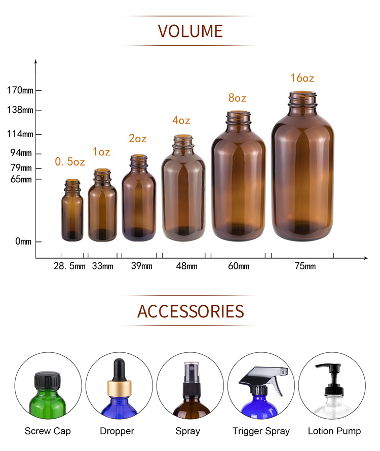 15ml 30ml 60ml 120ml Black Essential Oil Boston Round Glass Bottles Wholesale