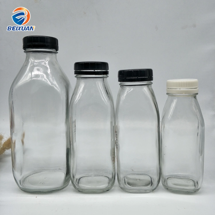 Wholesale 300ml French Square Glass Bottles for Milk/Beverage