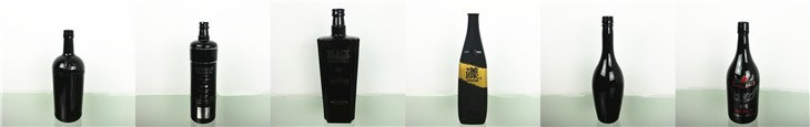 Wholesale Black Glass Liquor Bottles with Baking Design