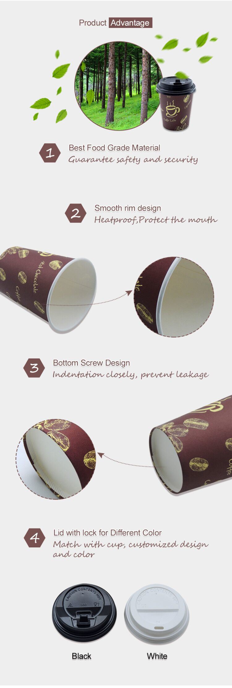 Domestic or Commercial Disposable Wholesale Paper Cup for Hot Drinks