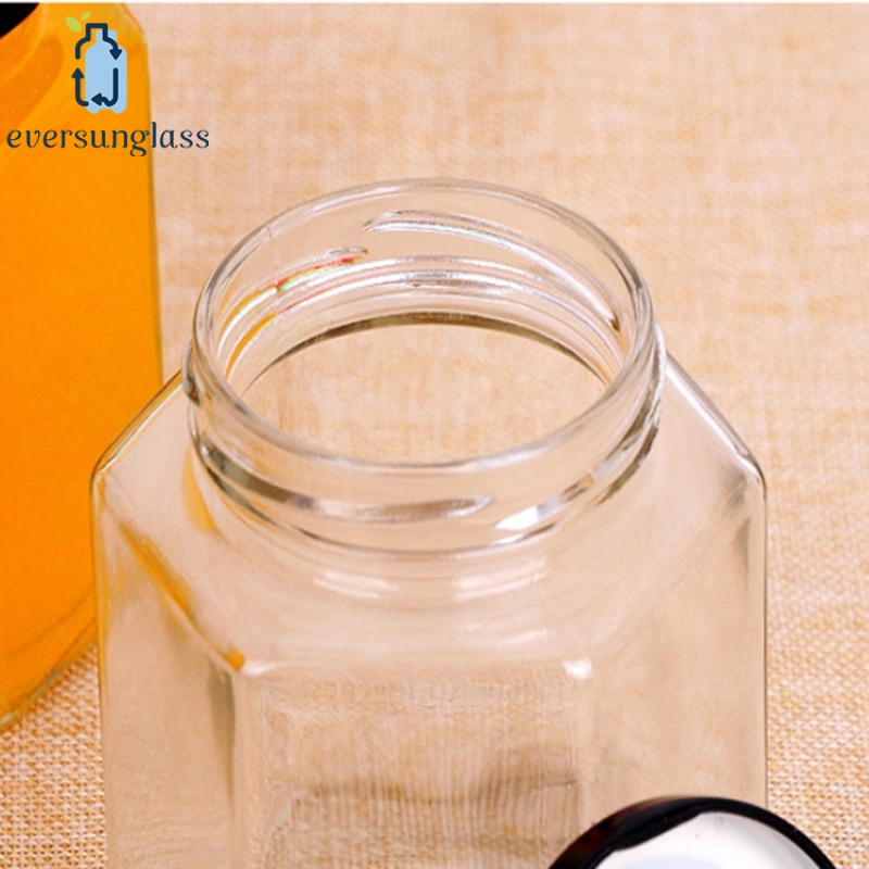 Six Edge Honey Glass Bottle Wholesale Transparent Large Jam Pepper Pickles Jar Jar Seal Jar with Lid