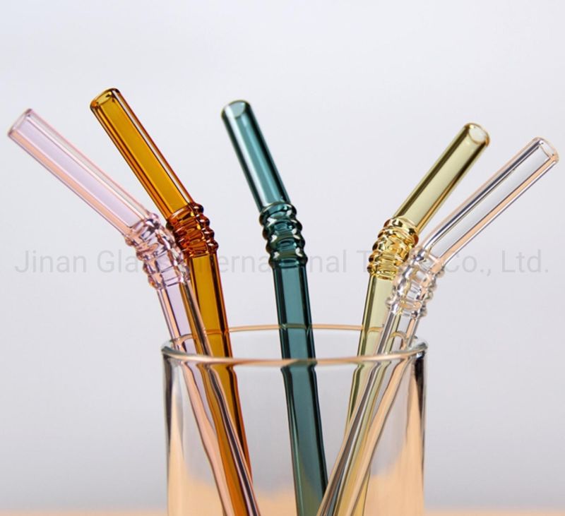 Glass Tumber with Bamboo Lid and Straw Glass Drinking Straw