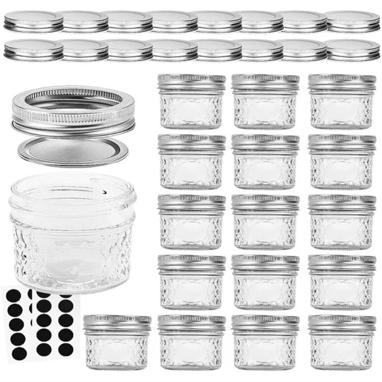 100ml Glass Mason Jar Shaped Caviar Jar Embossed