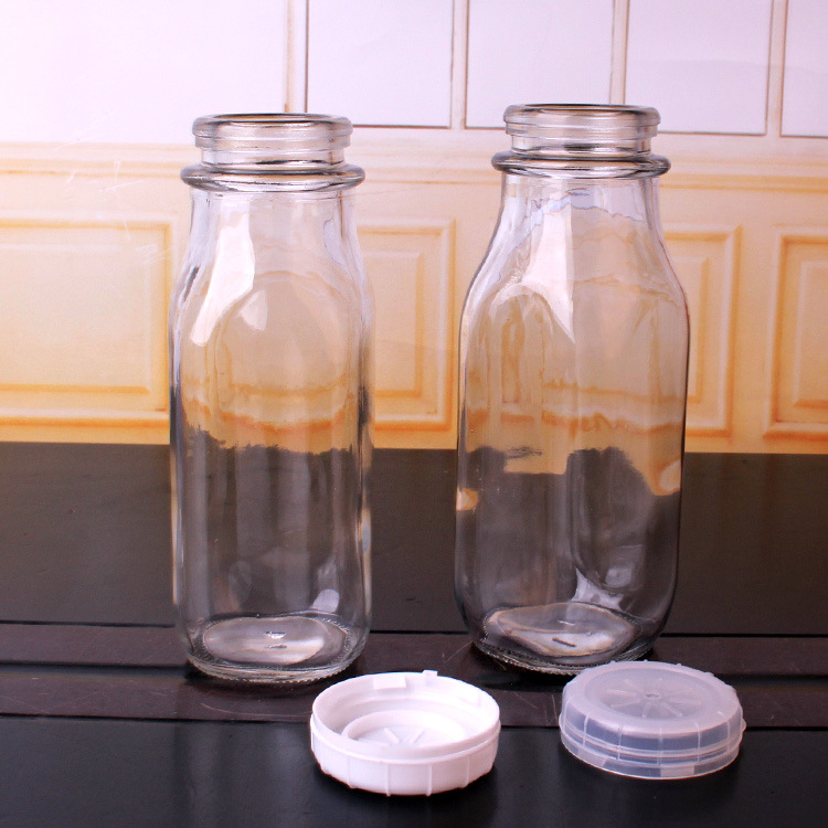 360ml High Quality Glass Milk Bottles with Plastic Lid