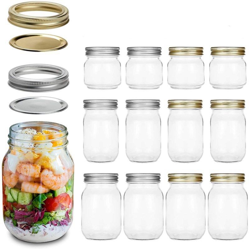 Food Pickle Canning Packaging Glass Jars with Lug Cap Logo Print