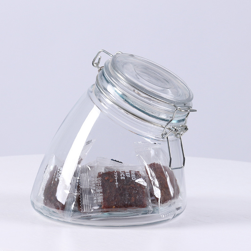 Glass Storage Jars with Glass Lid Glass Food Storage Tea Canister Candy Jar