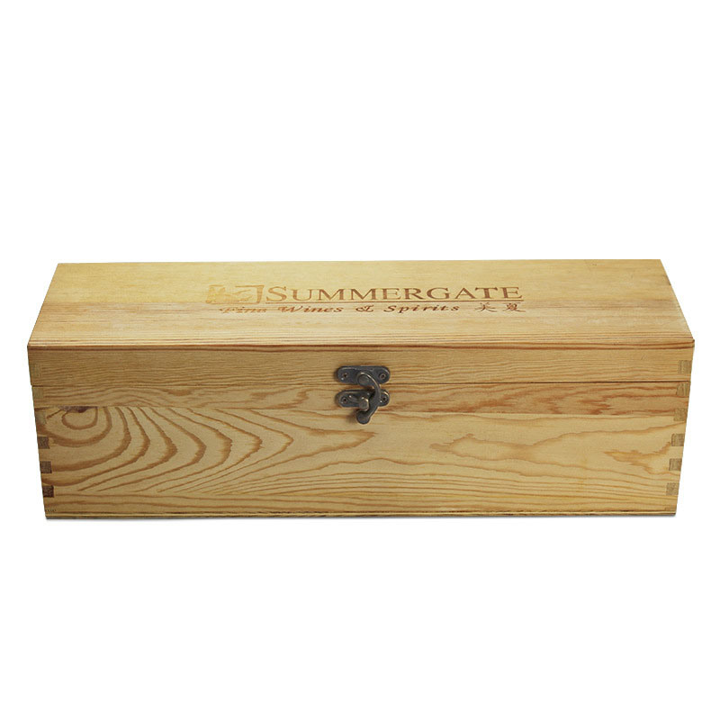 Square Clamshell Single Bottle Wooden Wine Packaging Box Wooden Wine Box