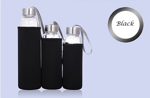Glass Bottle with Neoprene Sleeve, Auto Bottle, Sports Glass Bottle