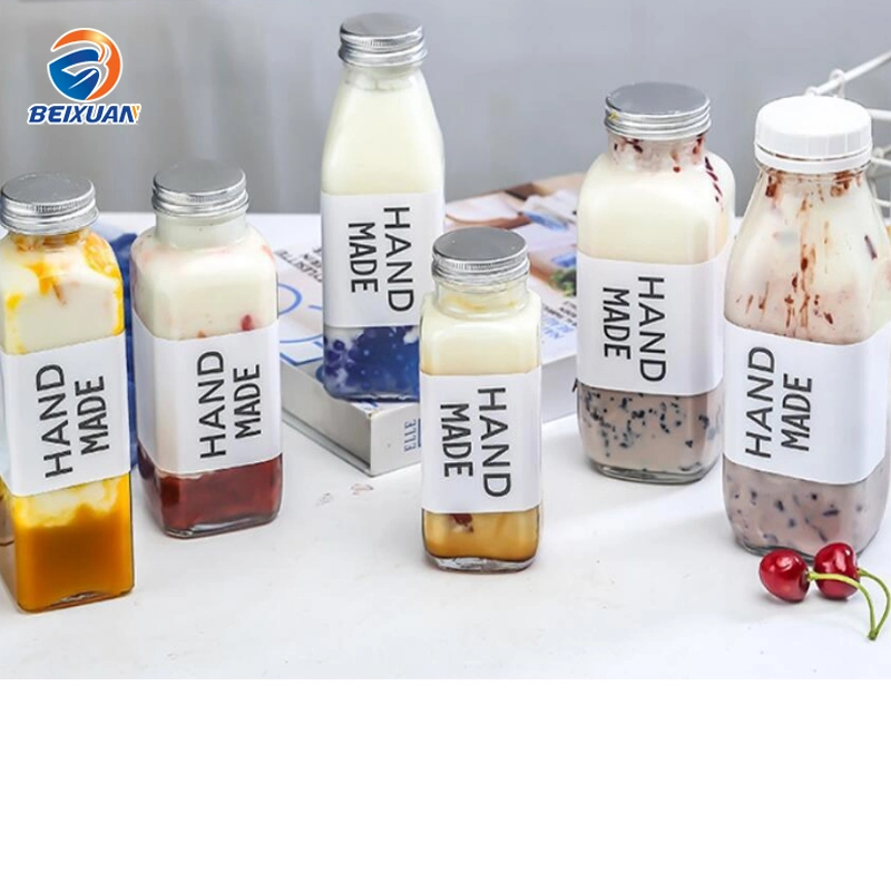 New Square Beverage Bottles Juice Milk Tea Coffee 500ml Glass Bottles