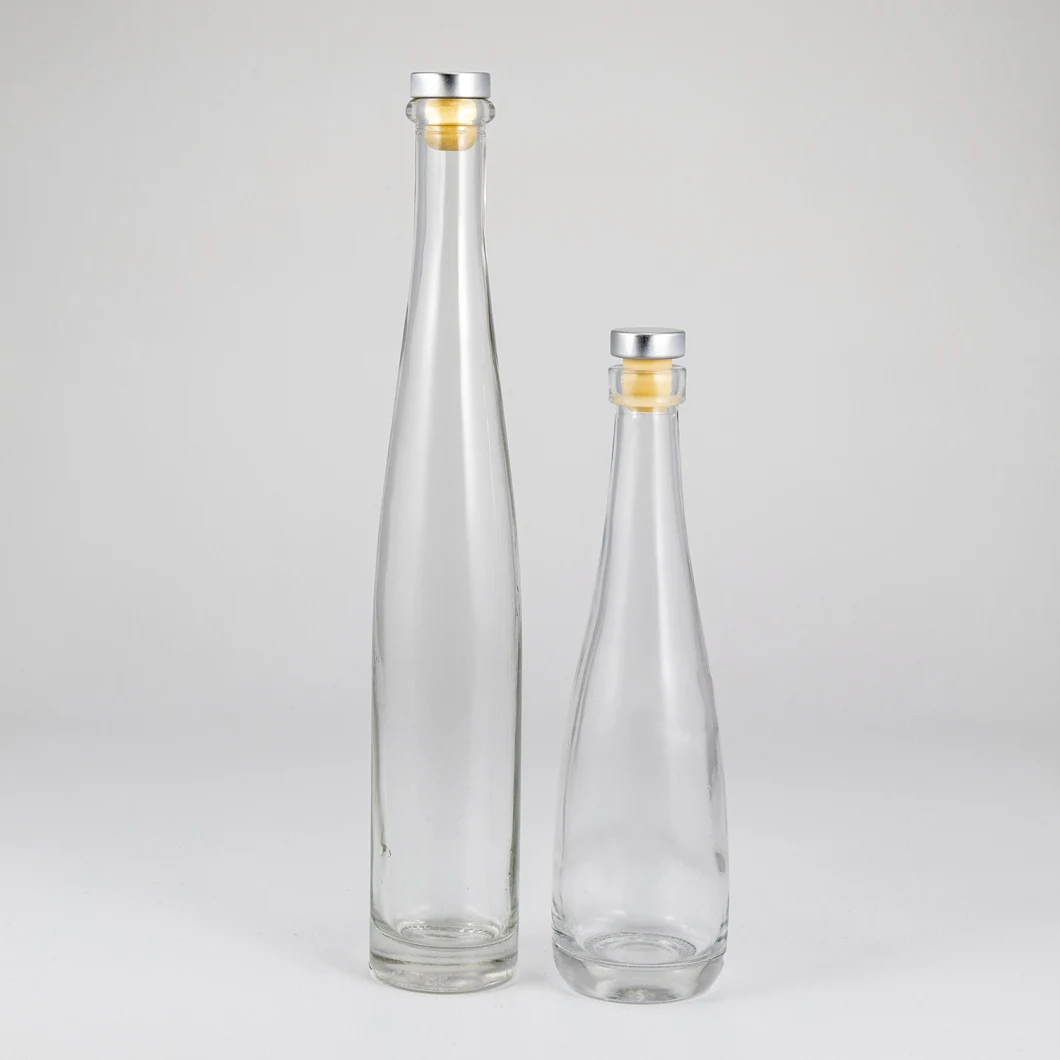 375ml Fancy Shape Slim Bottle Clear Glass Juice Bottle with Polymer Cover
