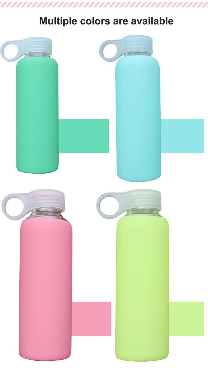 Borosilicate Glass Colorful Glass Drinking Water Bottle