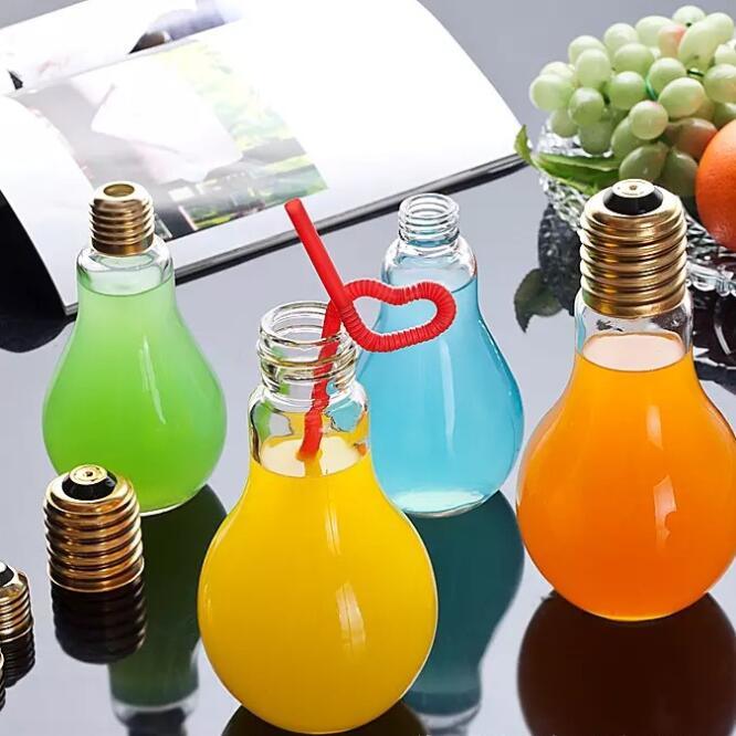 Wholesale Price Bulb Drinking Bottle Beverage Bottle Glass with Aluminum Cap