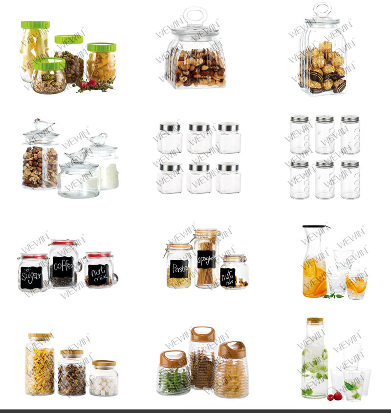 4PCS Glass Candy Jars Glass Food Jars