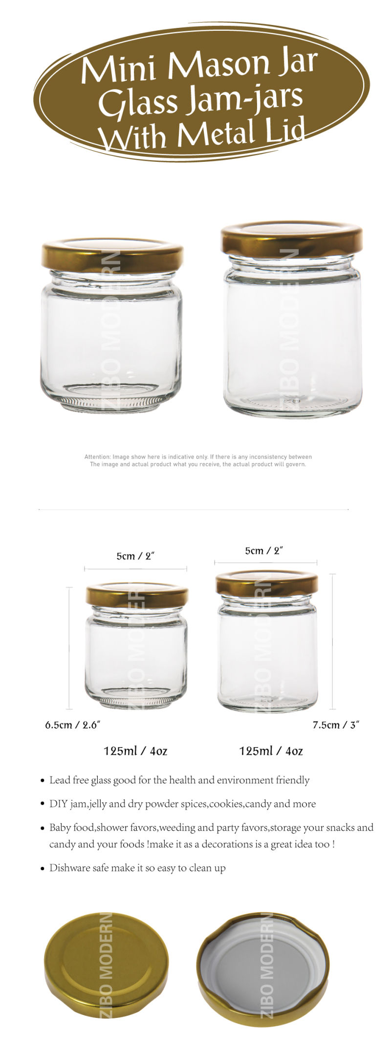 4 Oz 125ml Mini Glass Jar Glass Jam Jars with Metal Lid - Glass Jar - Honey Jar