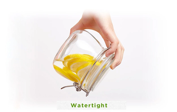 Airtight Preserving Nut Containers Clamp Glass Storage Jar Candy Glass Jar with Airtight Glass Lid