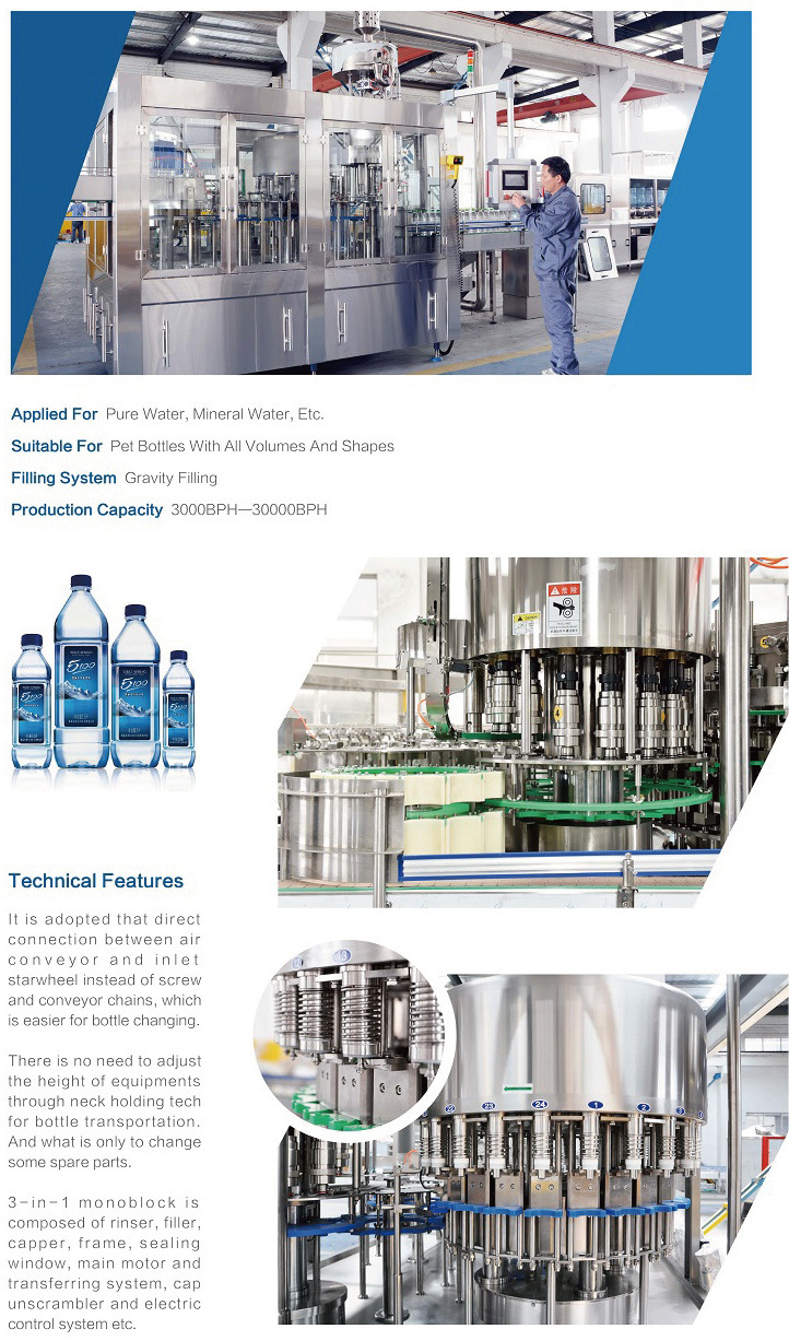 Monoblock Beverage Bottle Water Filling Packing Machine