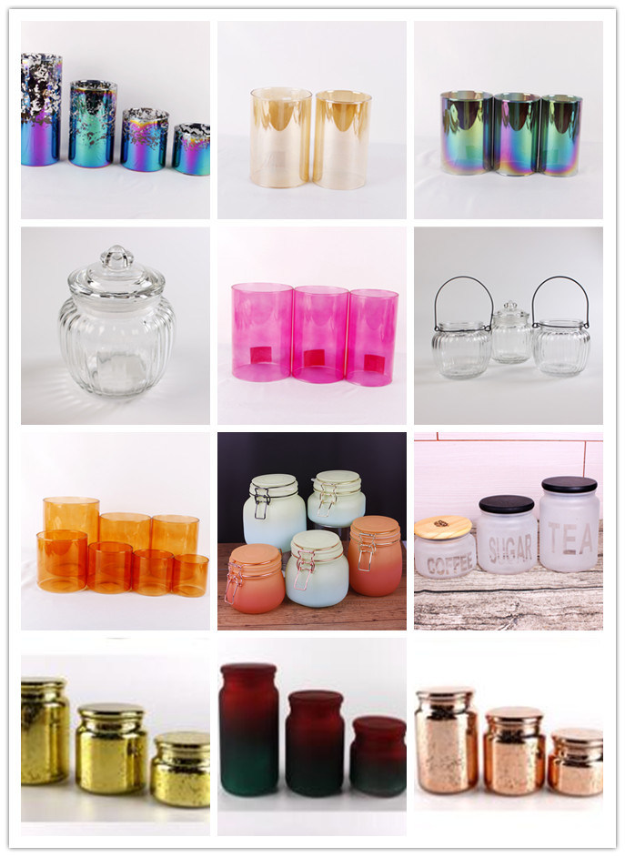 Luxury Glass Candle Jar Color Candle Holder with Lid 400ml