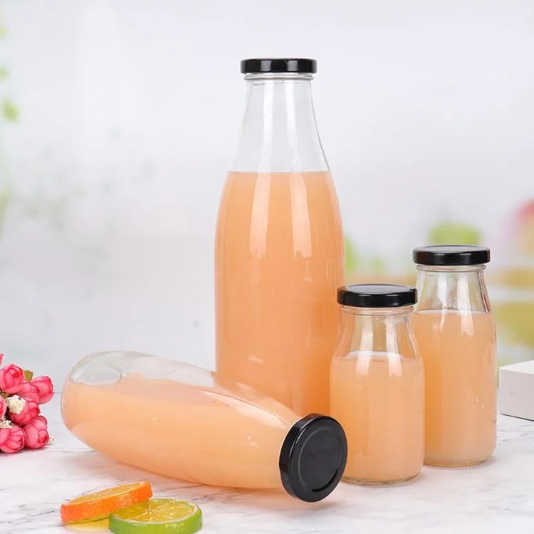 250ml 300ml 500ml 1L Clear Glass Juice Bottle Milk Bottle