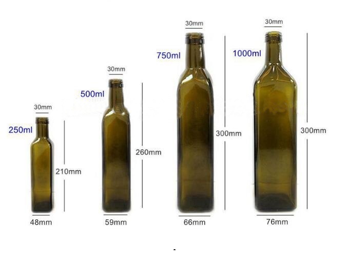 Decorative Dark Green 375ml 500ml 750ml Olive Oil Glass Bottle