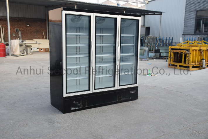 1260L Three Glass Door Display Freezer for Frozen Foods in Supermarket