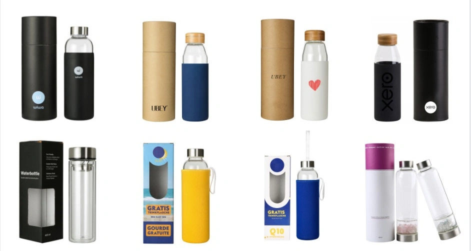 BPA Free Bamboo Lid Glass Water Bottle 600ml Frosted Borosilicate Glass Bottle