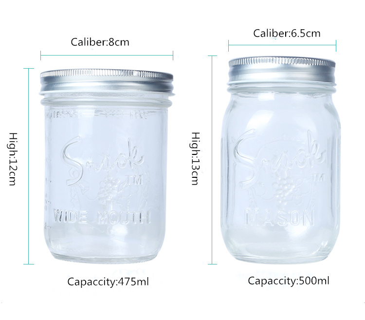 500 Ml Glass Mason Jar Food Sealed Storage Jar Snack Jar with Lid