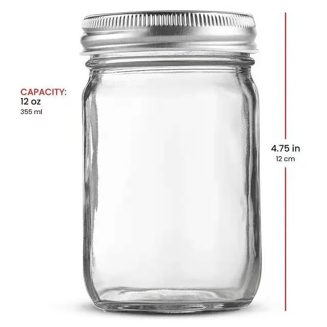 12oz 380ml Regular Mouth Canning Jars Glass Mason Jar with Lids