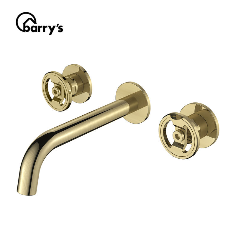 Upc Faucet Gold Wall Mounted Handle Basin Faucet with Drain