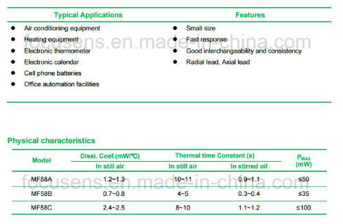 High Temperature Do35 Mf58 Glass Sealed Ntc Thermistor for Temperature Measurement