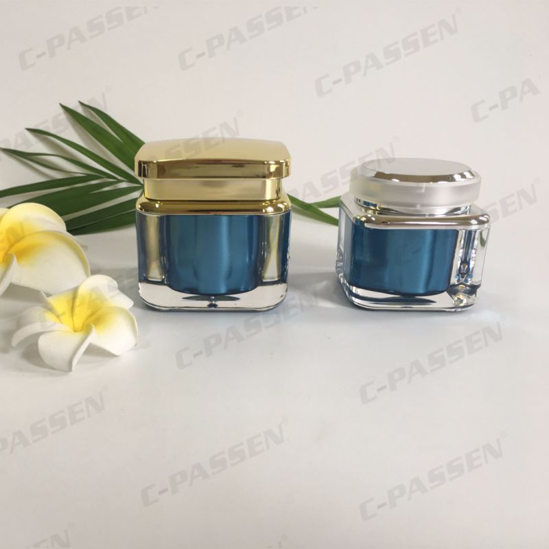 50g Square Plastic Jar Acrylic Jar for Cosmetic Packaging