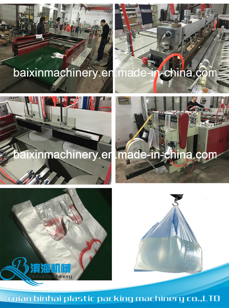 Two Lines Production D Handle Plastic Bag Making Machine