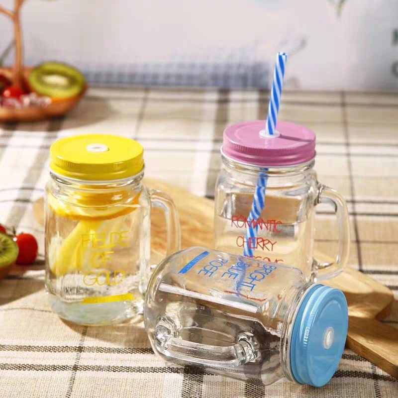 Colorful Mason Jar Wide Mouth Jar Glass Bottles Glass Canning