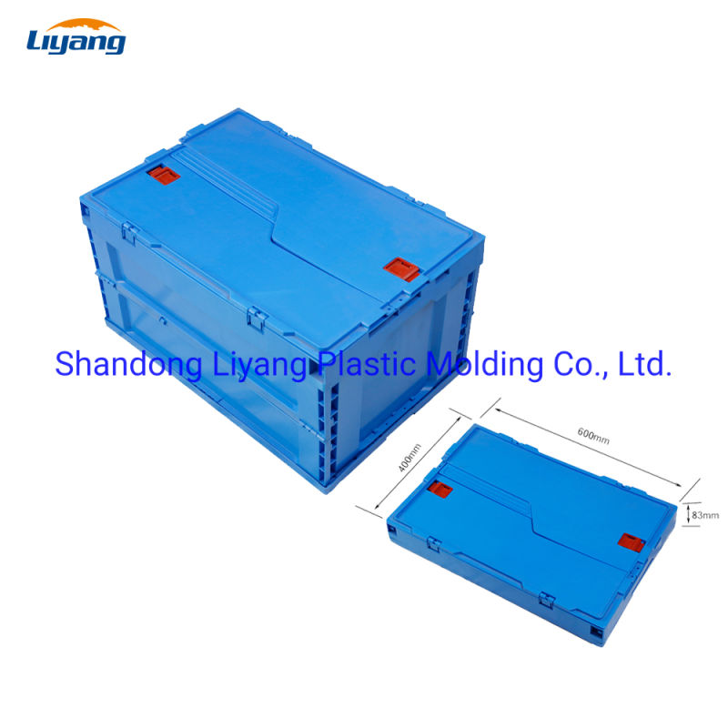 Folding Plastic Crate Collapsible Plastic Box with Cover