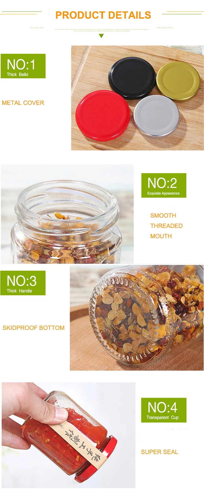 Round Empty Clear Glass Jar and Honey Storage Jar 100/450/1000ml