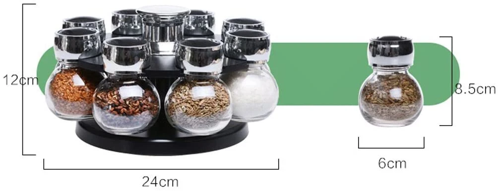 Rotating Glass Seasoning Bottle Glass Seasoning Jars for Household Kitchen Storage