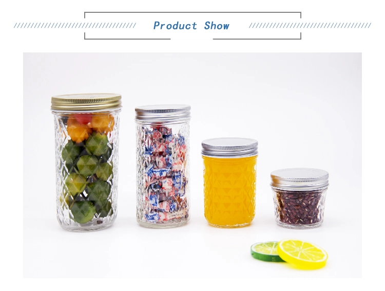 100ml 200ml 350ml 500ml 600ml Glass Mason Jam Honey Canning Caviar Food Storage Jar with Lid