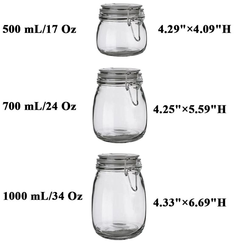 Glass Mason Jars Glass Storage Jar with Glass Lid - Canning Jars with Silicone Gasket