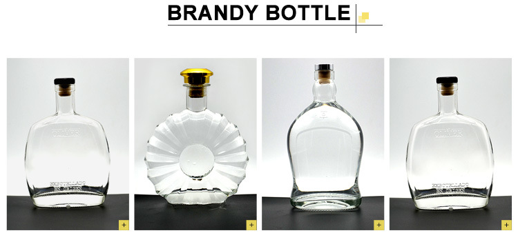 Brandy Glass Bottles Clear Round Bottle 200ml 750ml