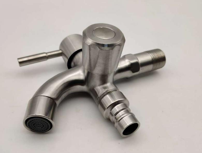 304 Stainless Steel Faucet with Washing Machine Connector, Basin Faucet with Washing Machine Connector