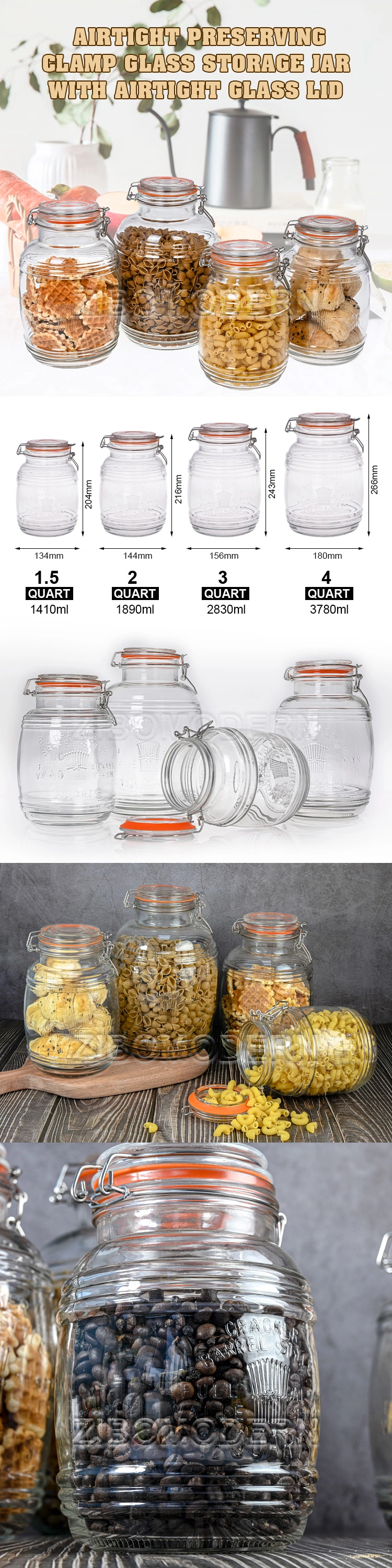 Eco-Friendly Preserving Clamp Storage Jar Candy Jar Glass Lid Glass Airtight Jar