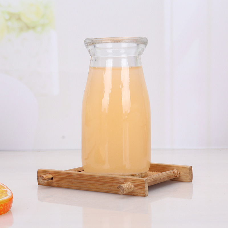 Clear Bottle Milk Yogurt Packaging Glass Bottle Glass Jars with Cork Lids