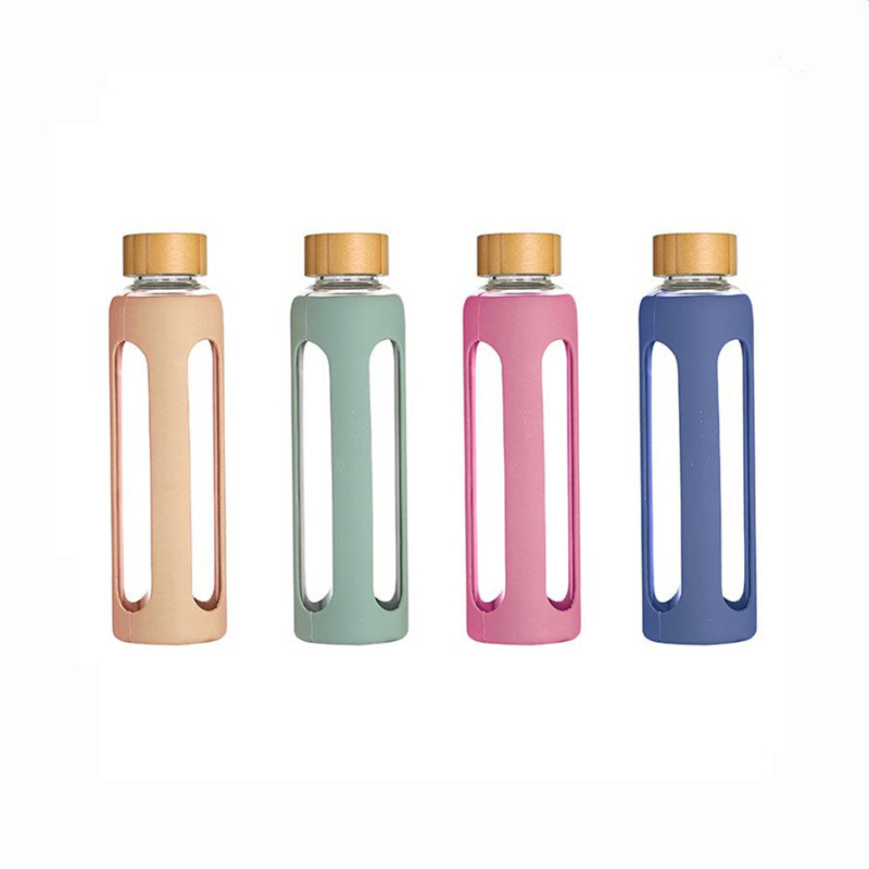 Glass Bottle 550ml Clear Glass Drinking Bottle with Lids