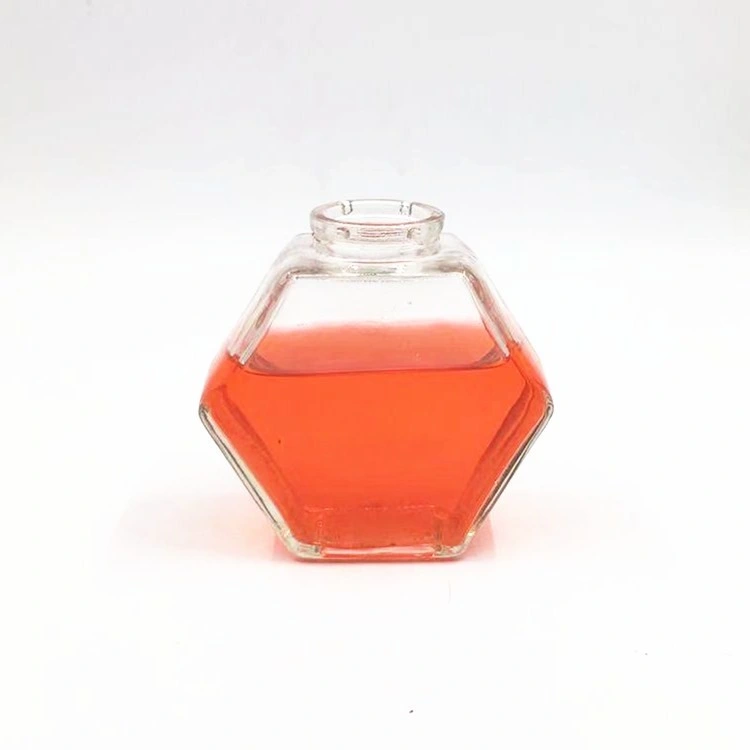 Jam Bee Honey Packaging 380ml 500g Hexagonal Glass Honey Jar Food Use Glass Storage Bottle&Jars with Wood Bamboo Lid